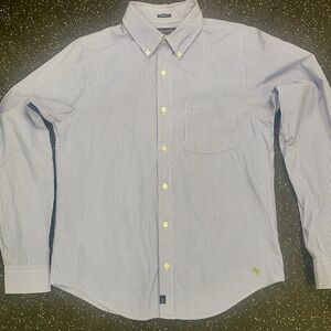 Abercrombie & Fitch Men's White and Blue Striped Shirt SZ L style Muscle